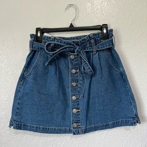 AE SUPER HIGH-WAISTED DENIM A-LINE SKIRT